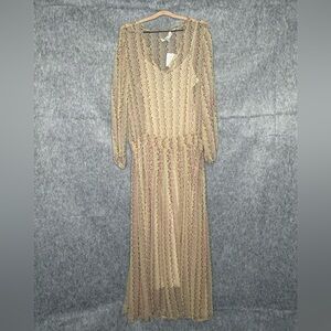 NWT Jenny Jen for Anthropologie 100% Silk Boho‎ Maxi Dress- Sz 10